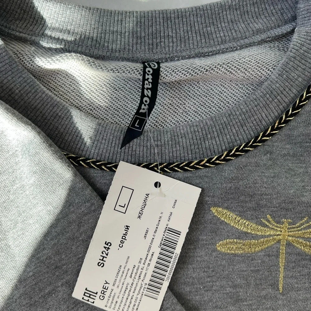 Corazon Women's Top Sweatshirt Shirt Light Grey Size L NWT - Picture 12 of 14